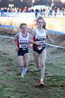 Lydia Turner leads Bobby Clay in the junior womens 4k BUPA Great Edinburgh Cross Country. Photo: David T. Hewitson/Sports for All Pics